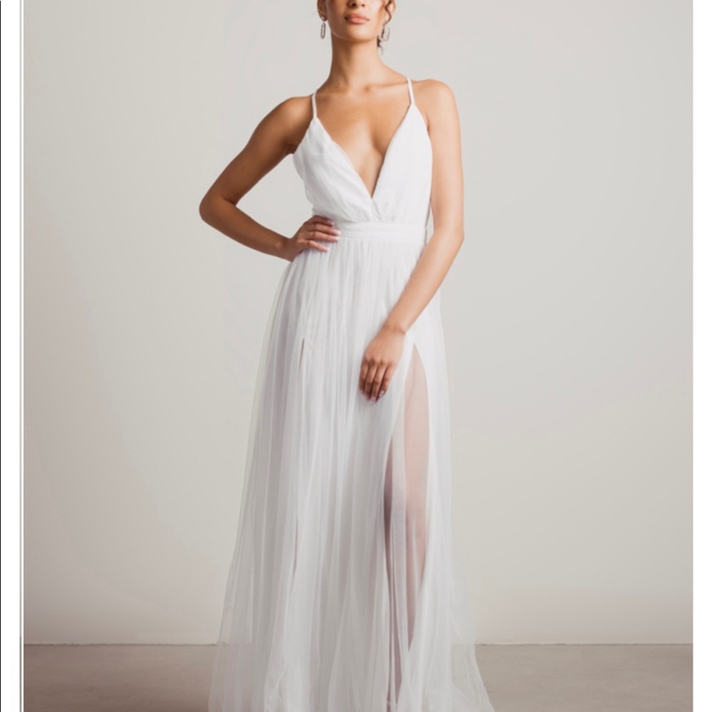 NWT Sexy Ivory Maxi Dress with High Slits